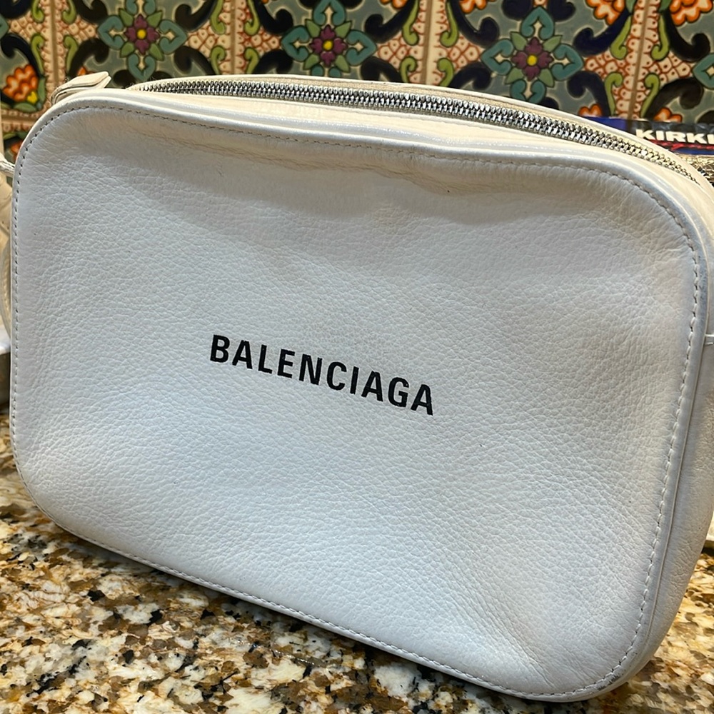 Balenciaga white camera bag, used